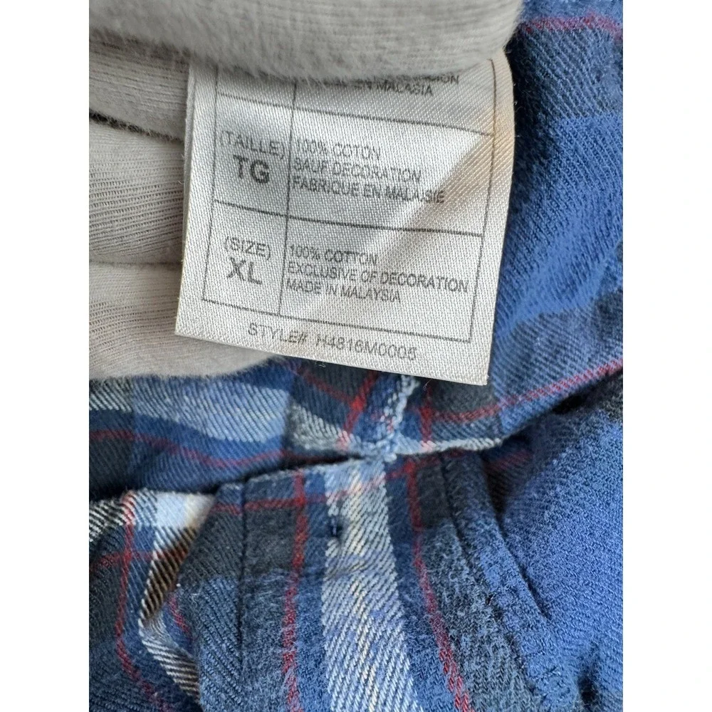 Disney Store Men Sleepwear XL Blue‎ Plaid Mickey Mouse Embroidered Back Pocket